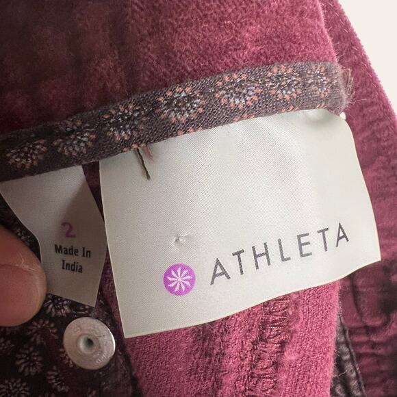 Athleta Roseville Burgundy Red Corduroy Mini Skirt Size 2 - Picture 6 of 7